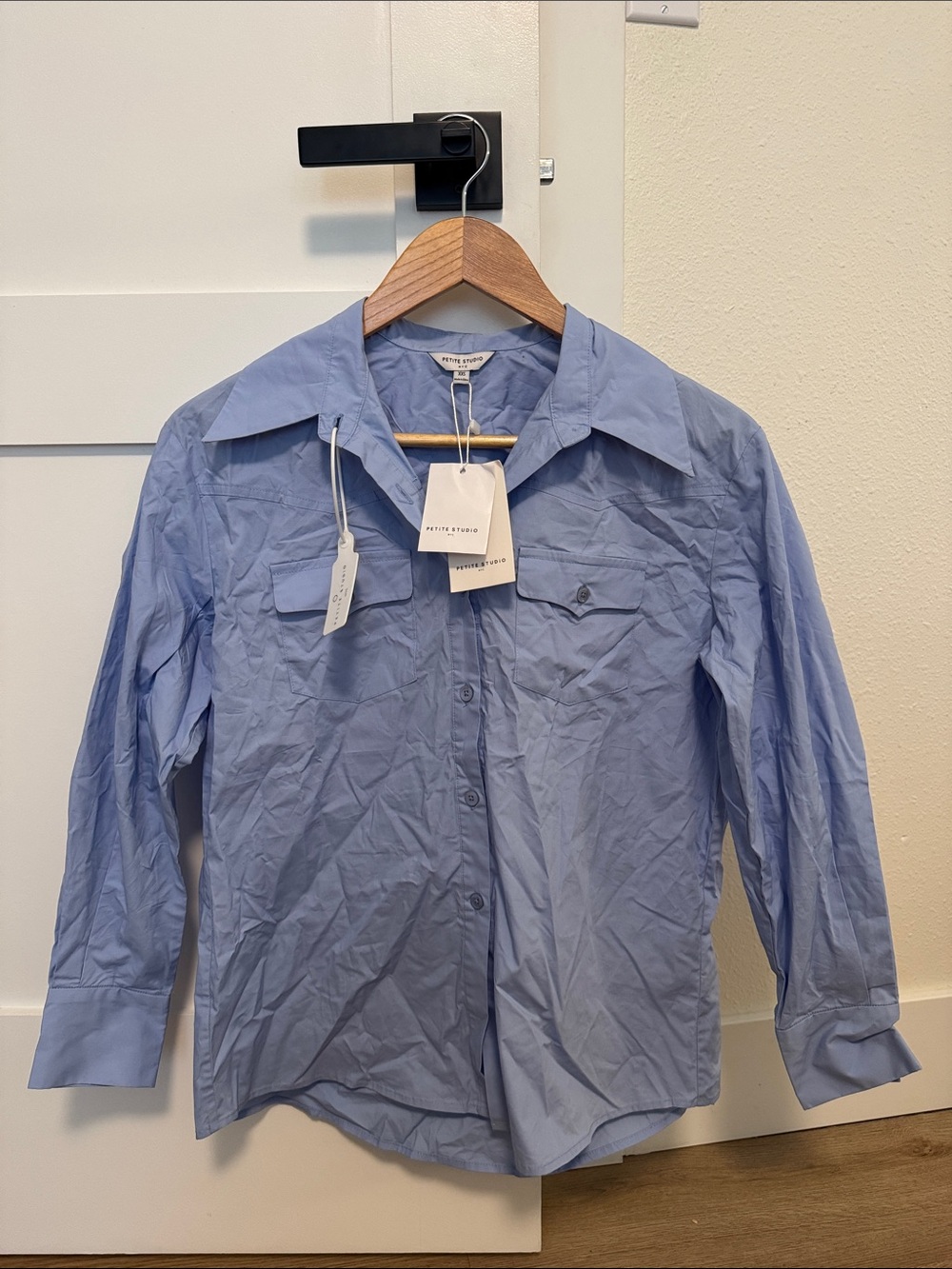 Petite Studio Coleen Cotton Blue Shirt NWT